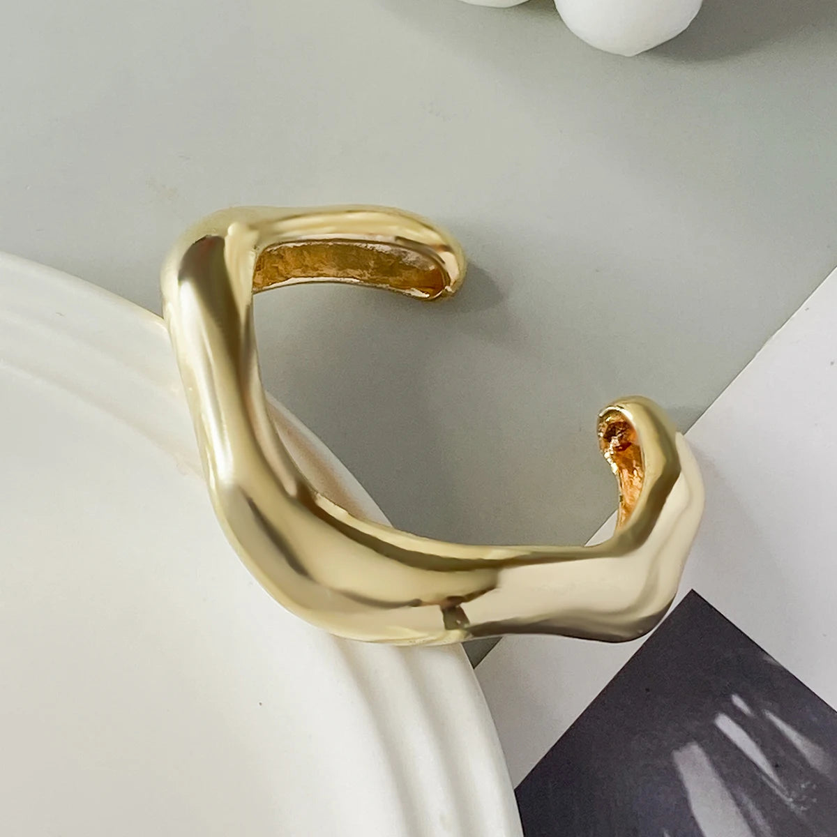 Lazourd Ingemark Creative Trendy Gold Color Metal Wide Cuff Bracelets