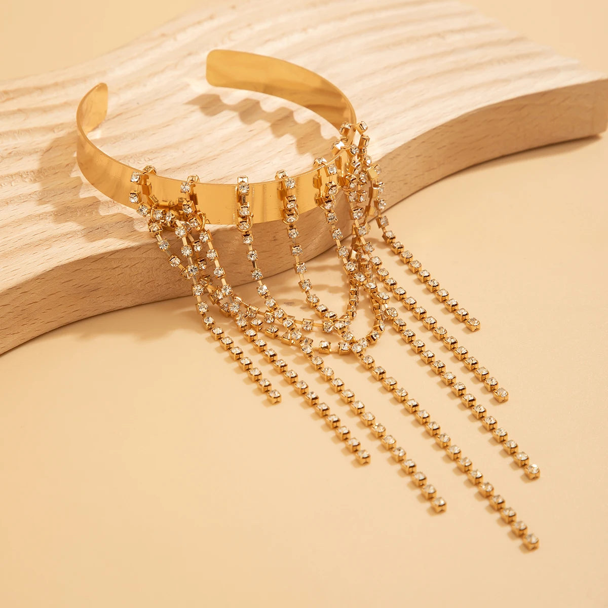 Lazourd Ingemark Creative Retro Multilayer Rhinestone Tassel Link Pendant Upper Arm Bracelet
