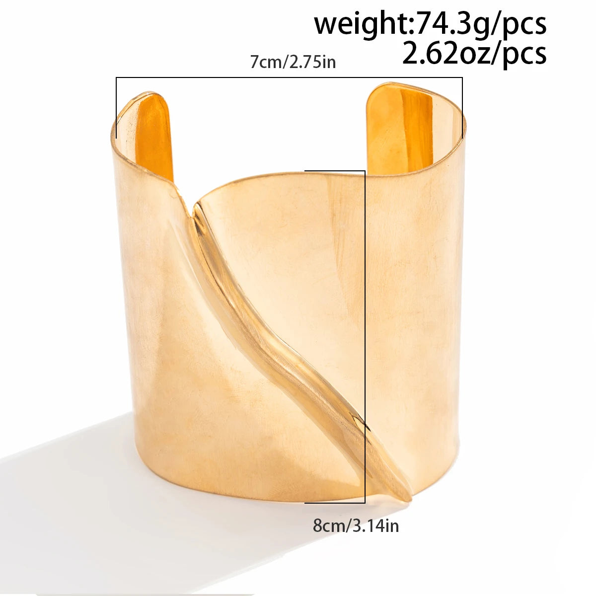 Lazourd Ingemark Exaggerated Irregular Folding Big Wide Open Bangle