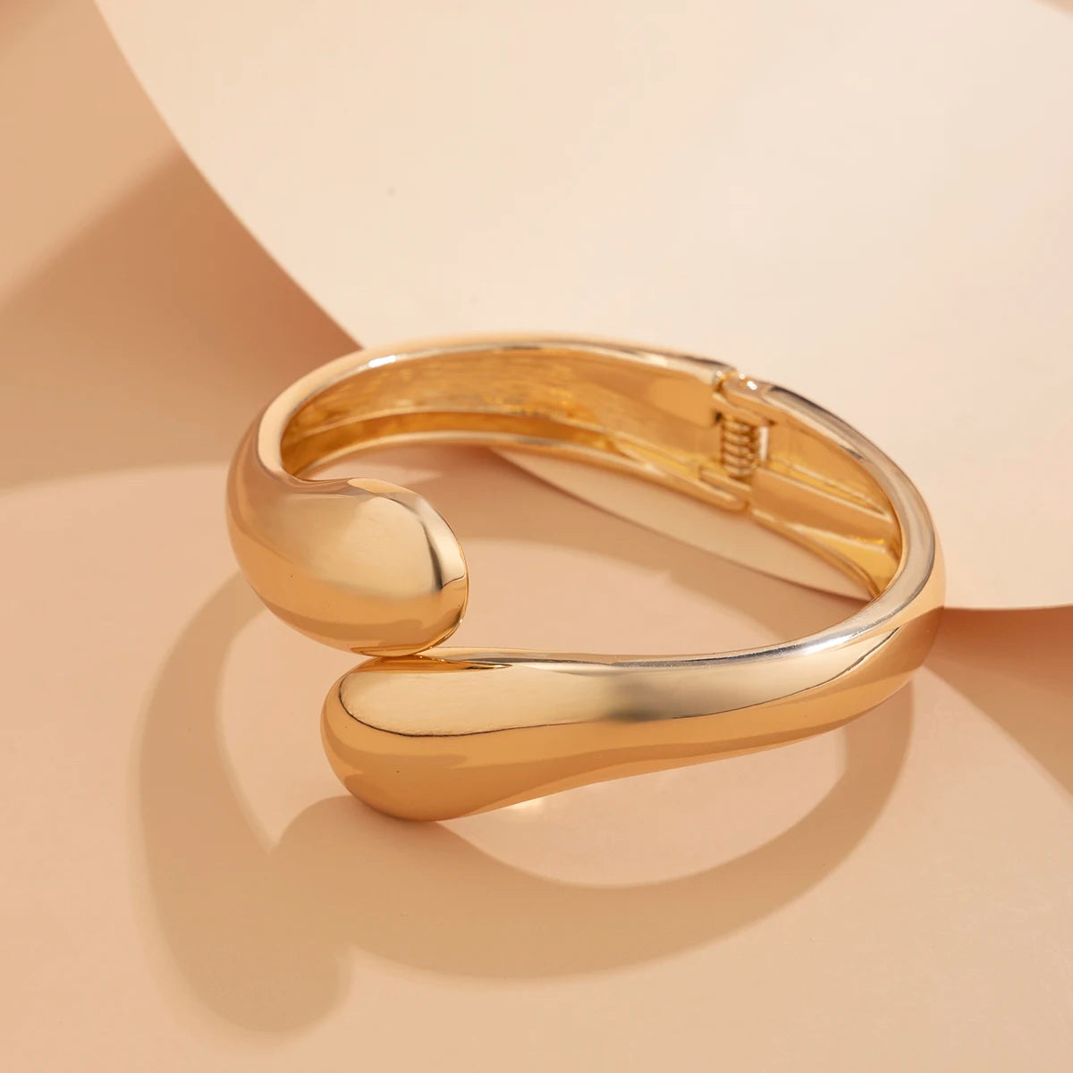 Lazourd Ingemark Creative Trendy Gold Color Metal Wide Cuff Bracelets