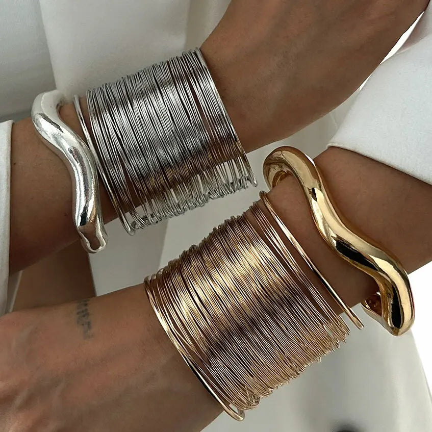 Lazourd Ingemark Exaggerated Multilayer Thin Wire Open Bangle