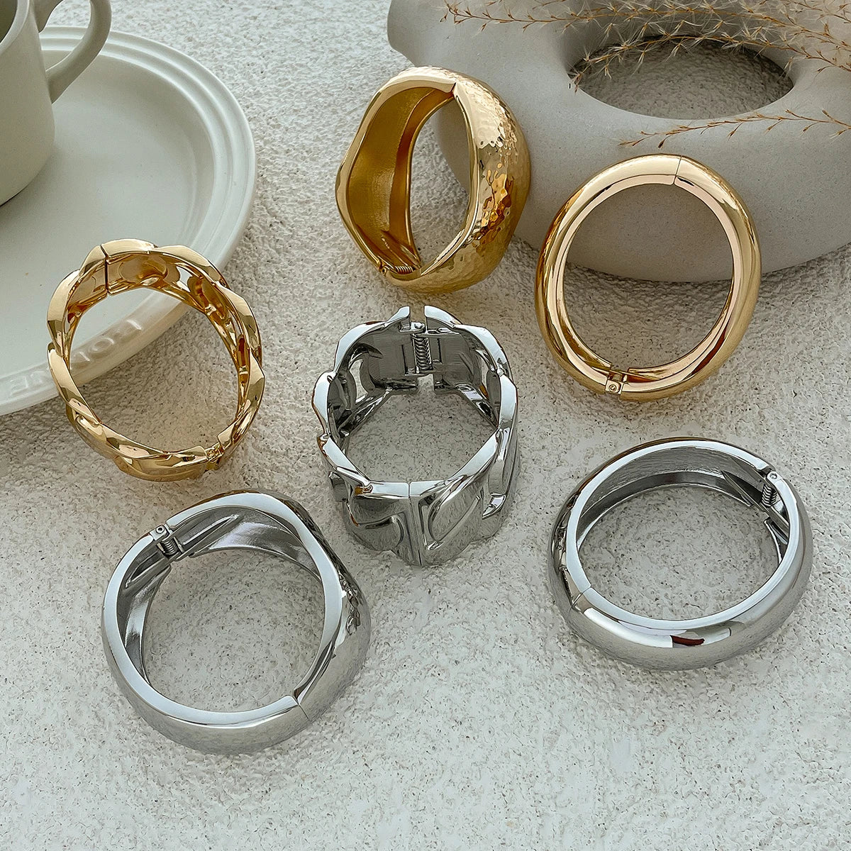Lazourd Ingemark Creative Unique Irregular Chunky Cuff Bangles