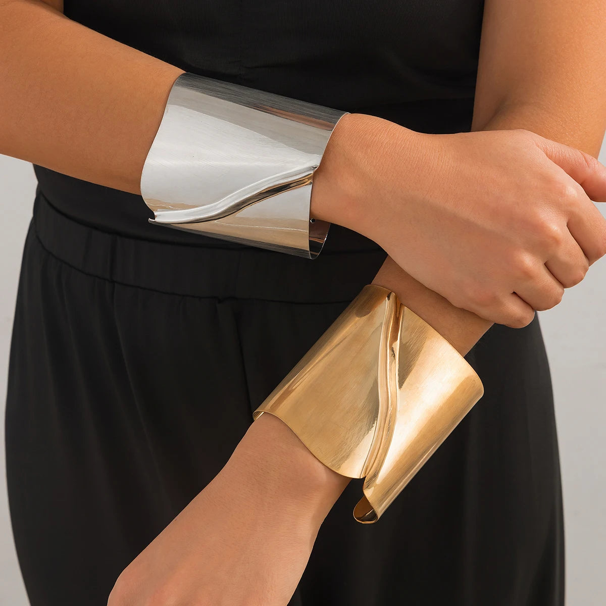 Lazourd Ingemark Exaggerated Irregular Folding Big Wide Open Bangle