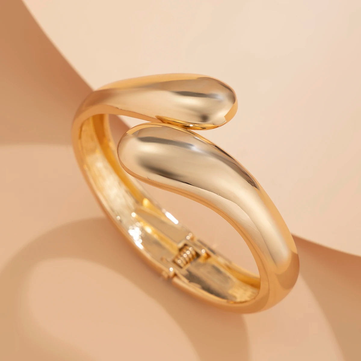 Lazourd Ingemark Creative Trendy Gold Color Metal Wide Cuff Bracelets