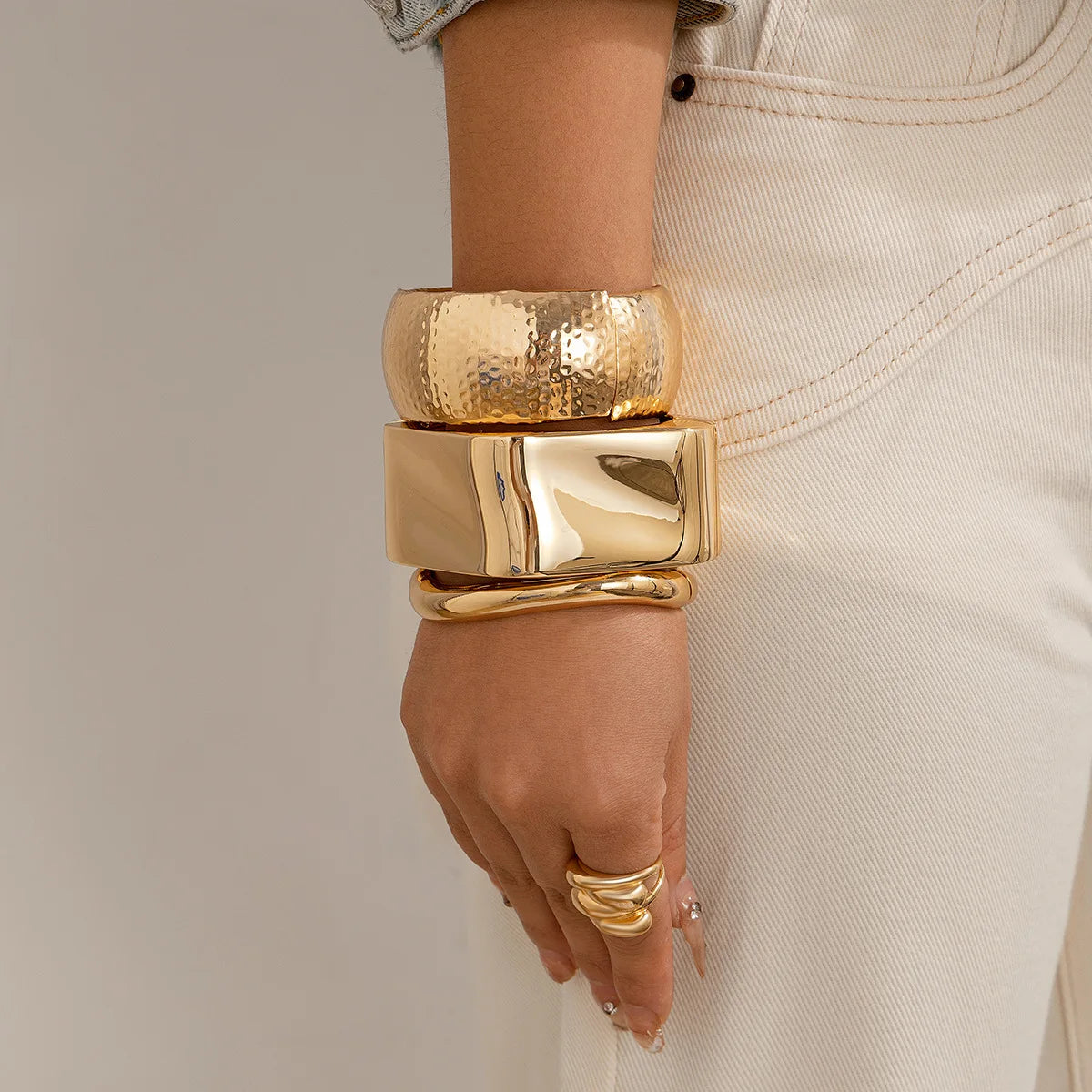 Lazourd Ingemark Exaggerated Punk Irregular Wide Cuff Bangle