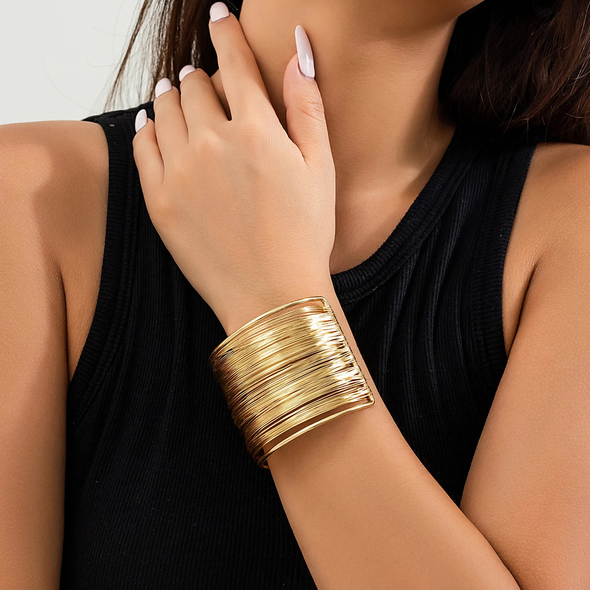 Lazourd Ingemark Exaggerated Multilayer Thin Wire Open Bangle