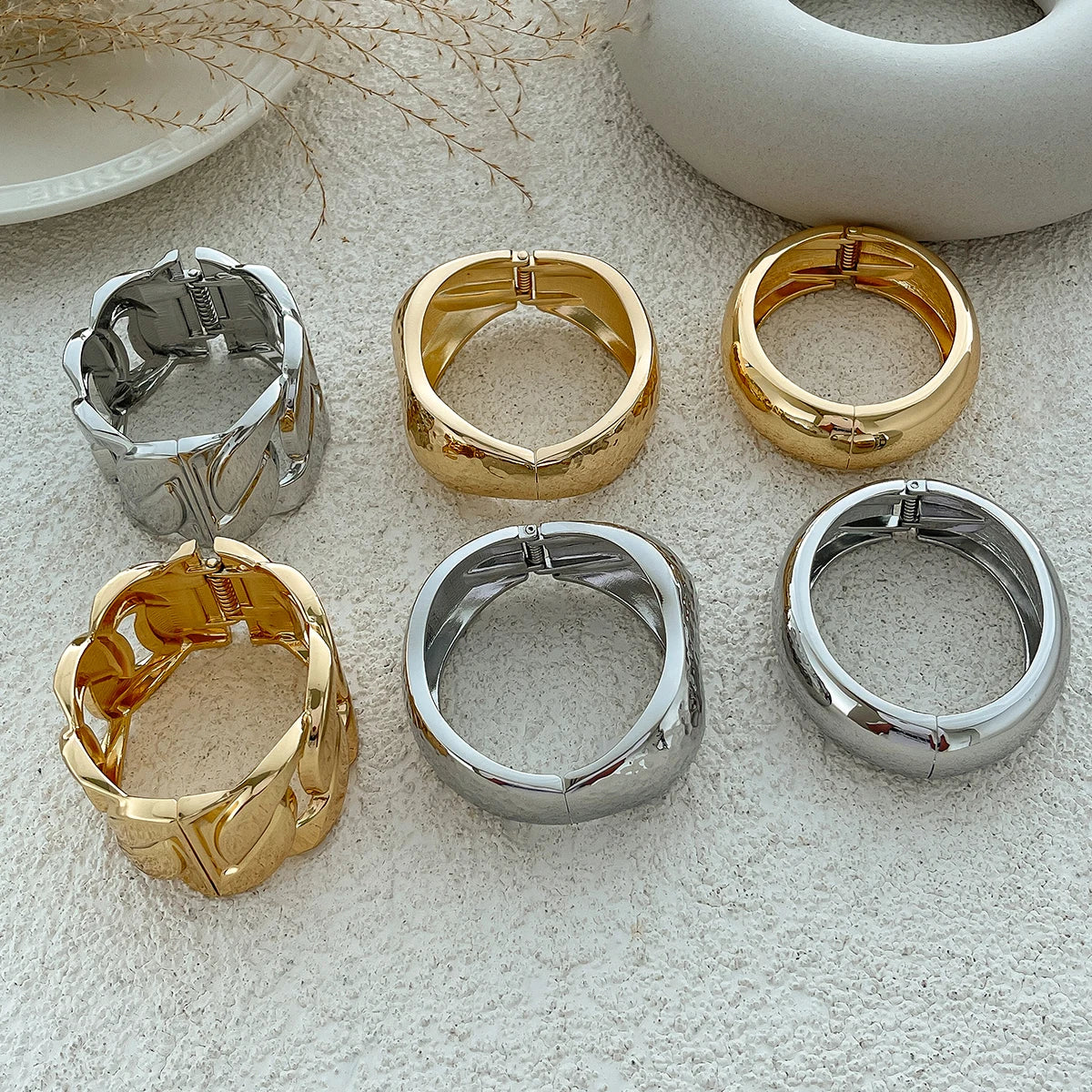 Lazourd Ingemark Creative Unique Irregular Chunky Cuff Bangles