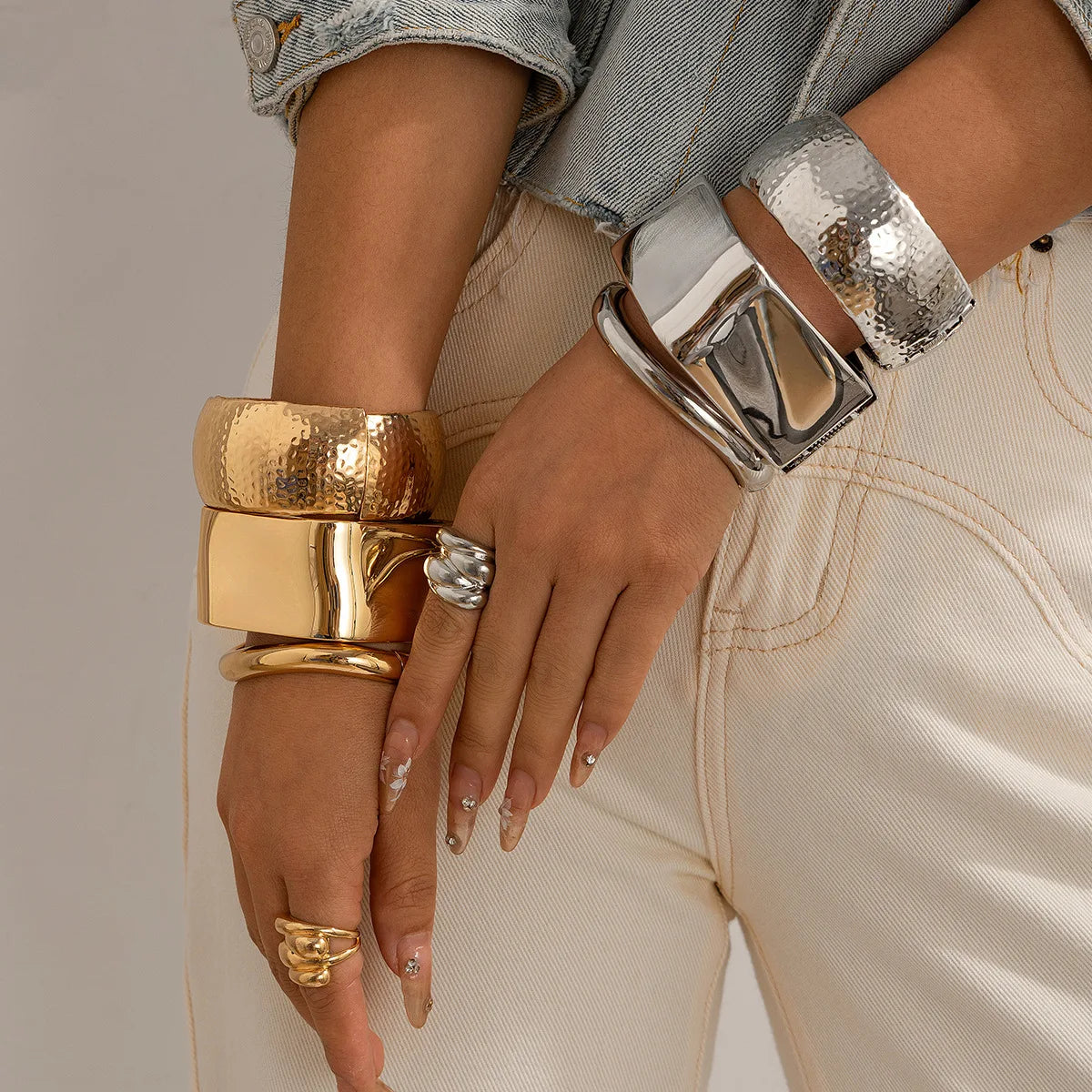 Lazourd Ingemark Exaggerated Punk Irregular Wide Cuff Bangle