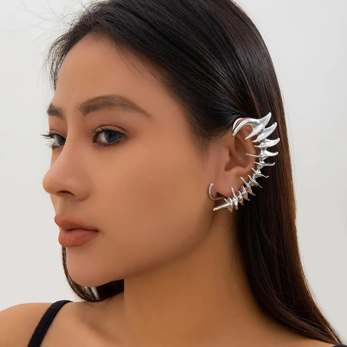Lazourd 1PC Goth Fairy Demon Elf Wing Ear Cuff No Piercing Earrings