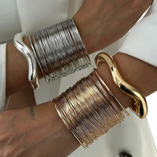 Lazourd Ingemark Exaggerated Multilayer Thin Wire Open Bangle
