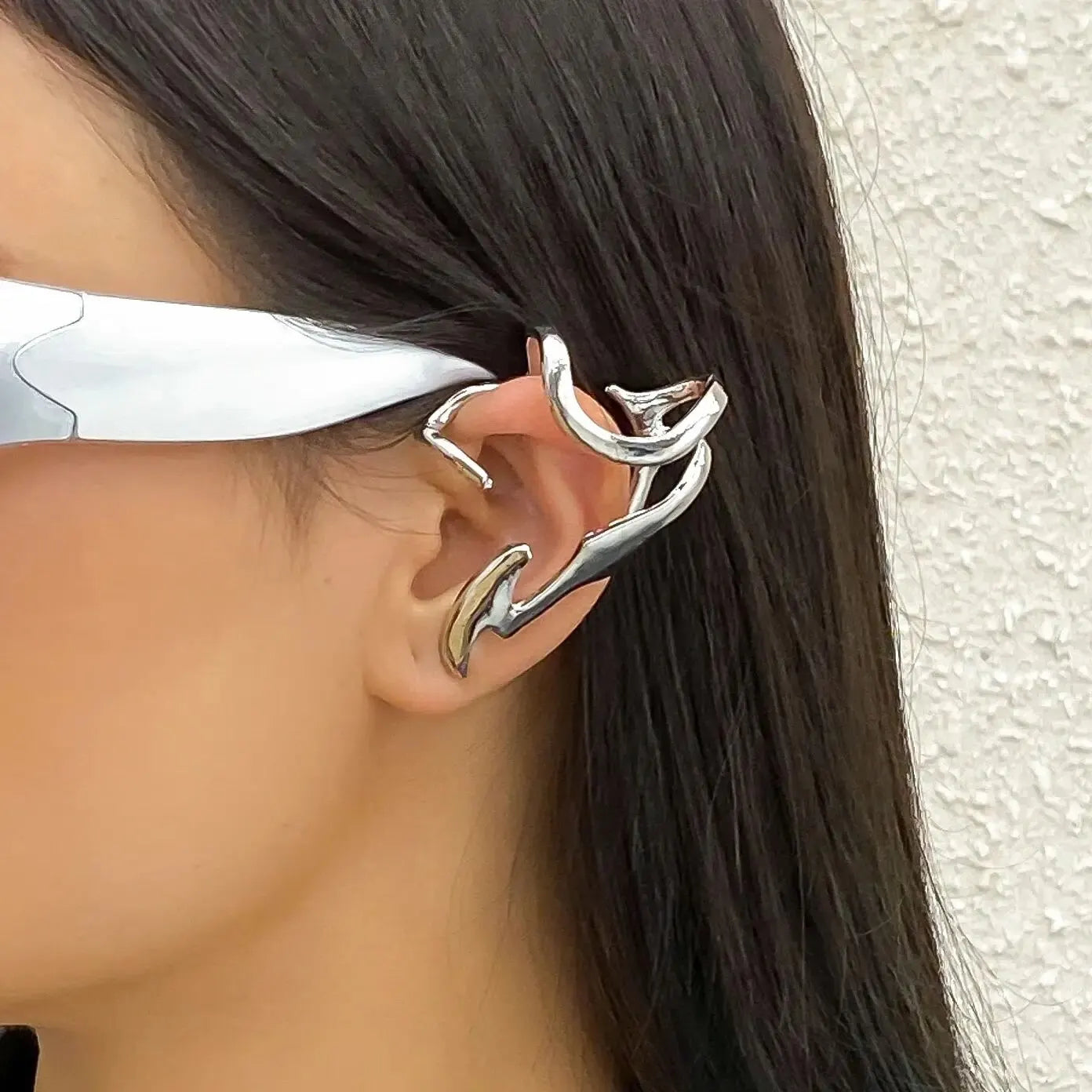 Lazourd 1PC Goth Fairy Demon Elf Wing Ear Cuff No Piercing Earrings