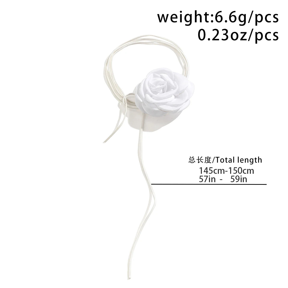 Exaggerated Romantic Big Rose Flower Clavicle Chain Necklace Women Kpop Adjustable Bowknot Rope Choker Jewelry Y2K Accessories