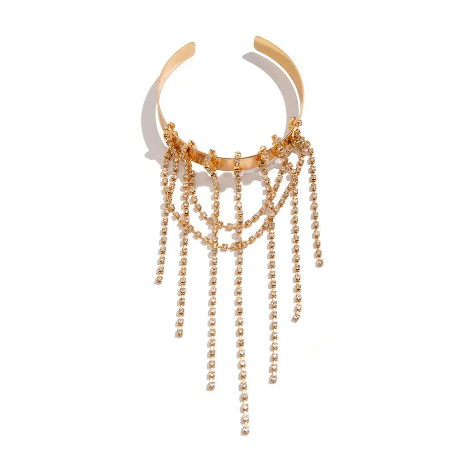 Lazourd Ingemark Creative Retro Multilayer Rhinestone Tassel Link Pendant Upper Arm Bracelet