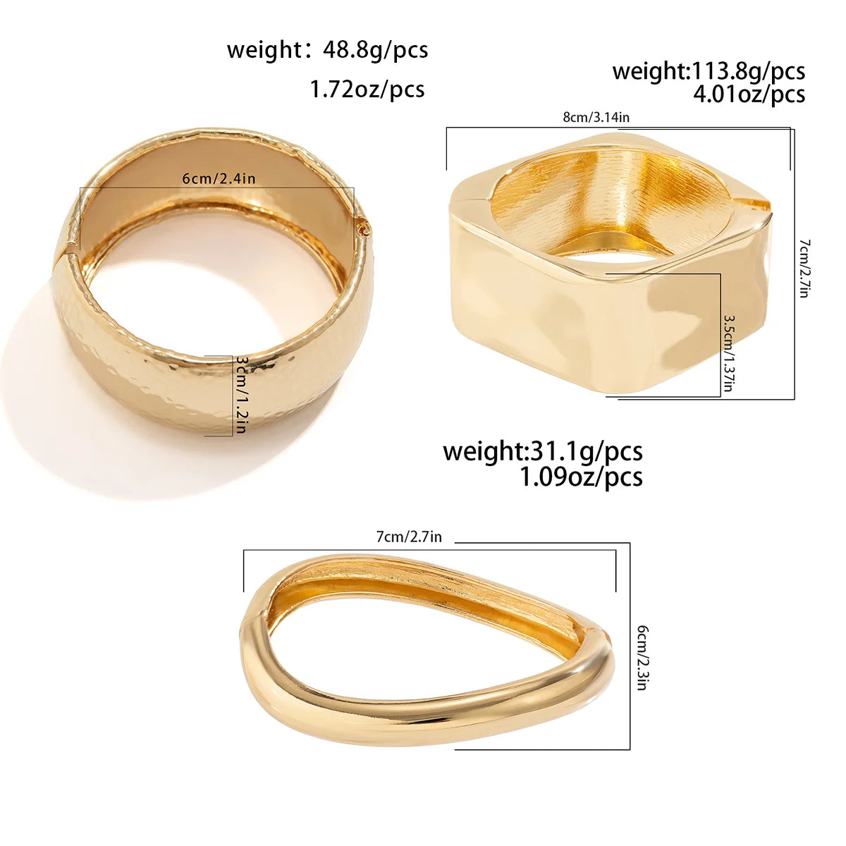 Lazourd Ingemark Exaggerated Punk Irregular Wide Cuff Bangle