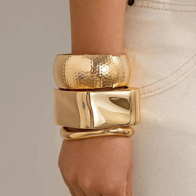 Lazourd Ingemark Exaggerated Punk Irregular Wide Cuff Bangle