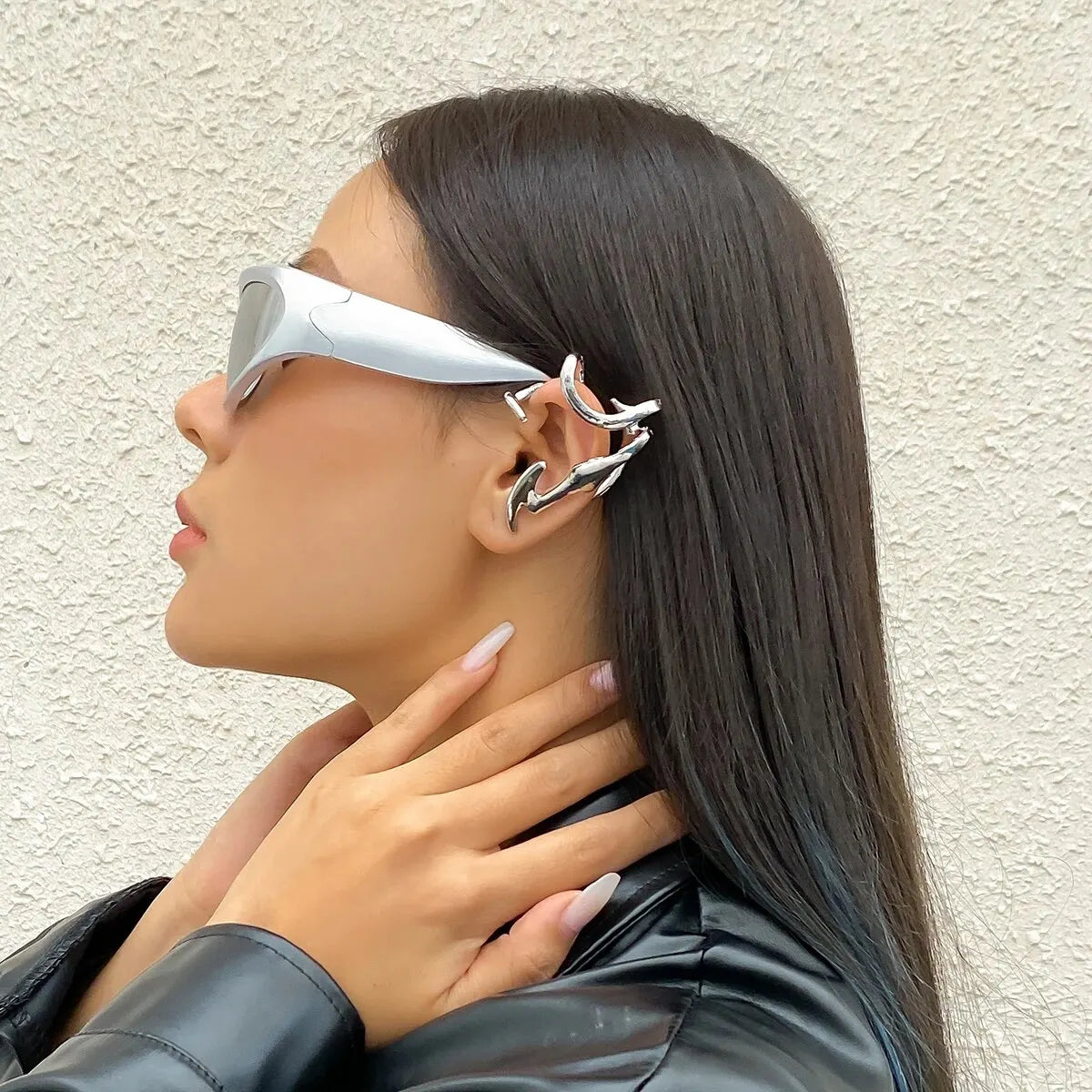 Lazourd 1PC Goth Fairy Demon Elf Wing Ear Cuff No Piercing Earrings