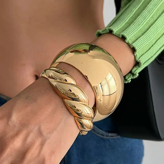 Lazourd Ingemark Exaggerated Punk Smooth Heavy Metal Wide Spring Bangle