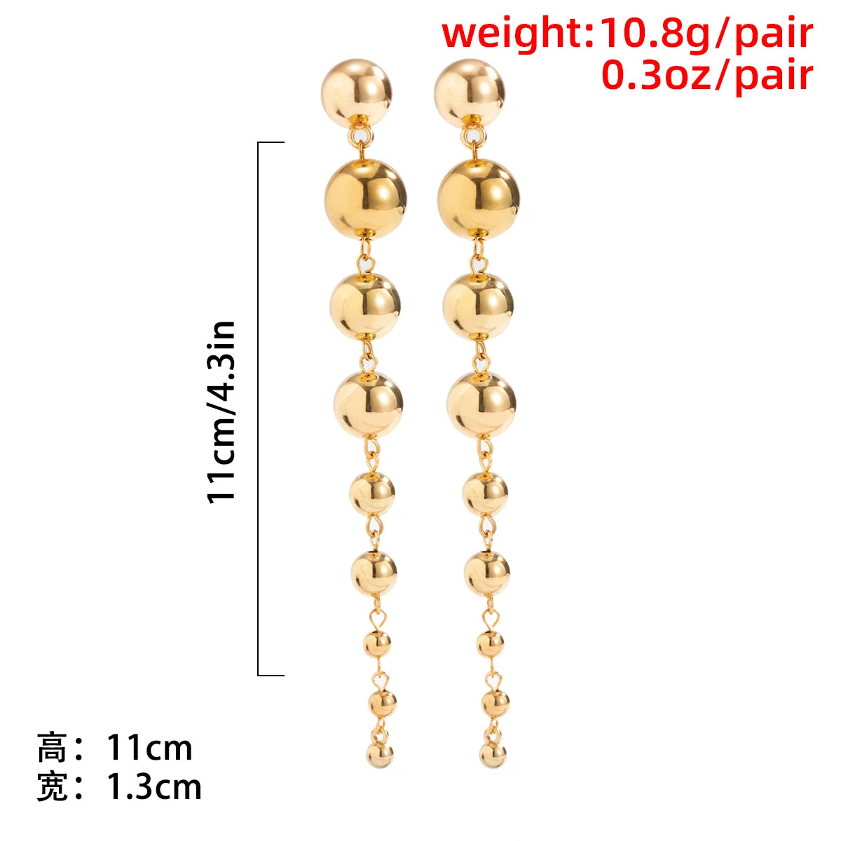 Punk Vintage Long Hanging Big Ball Pendant Drop Earrings for Women Classic Acrylic Bead Tassel Dangle Earrings Ear Jewelry Gift