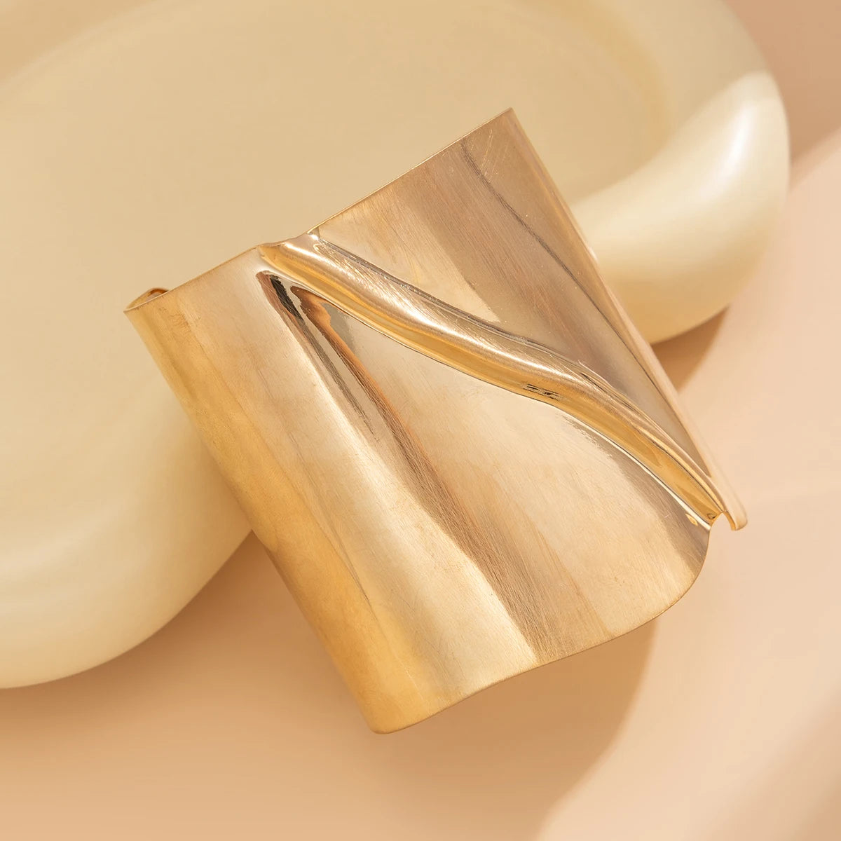 Lazourd Ingemark Exaggerated Irregular Folding Big Wide Open Bangle