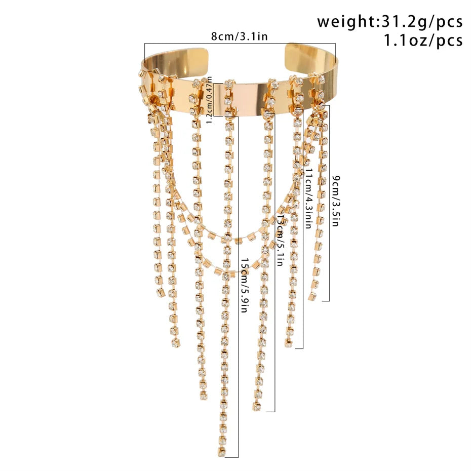 Lazourd Ingemark Creative Retro Multilayer Rhinestone Tassel Link Pendant Upper Arm Bracelet